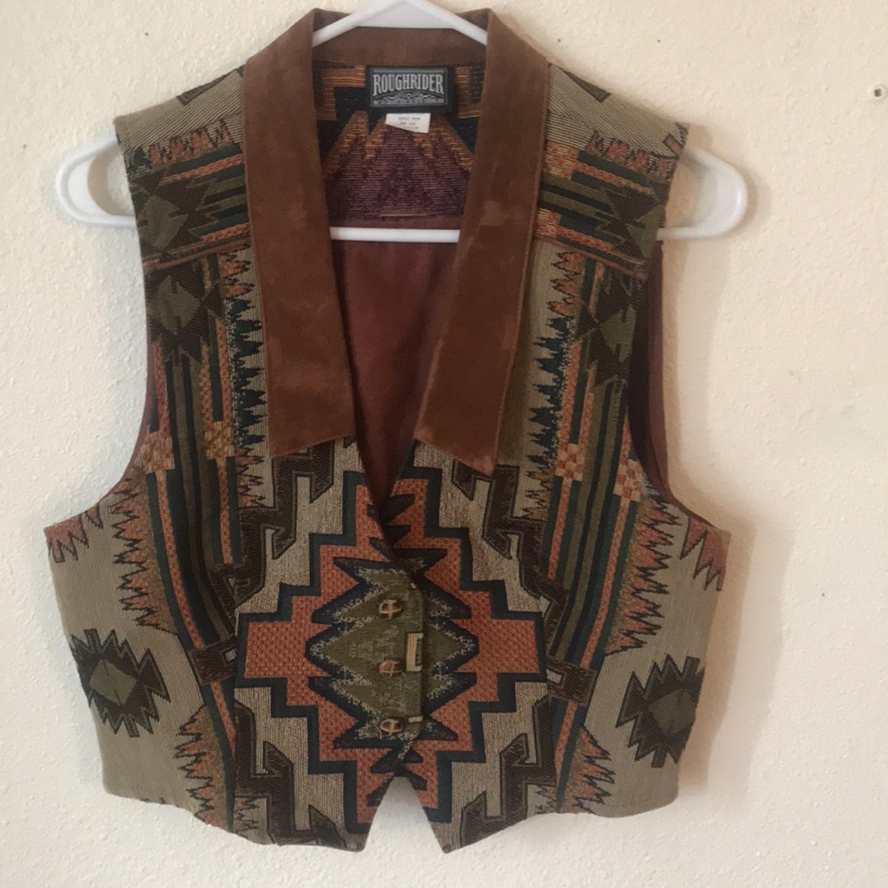 Vintage Rough Rider Vest with Suede Collar